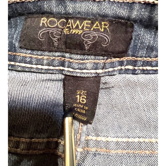 Rocawear Womens Blue Jean Pants Stretch Back Pocket Design Size 16 - Picture 3 of 3